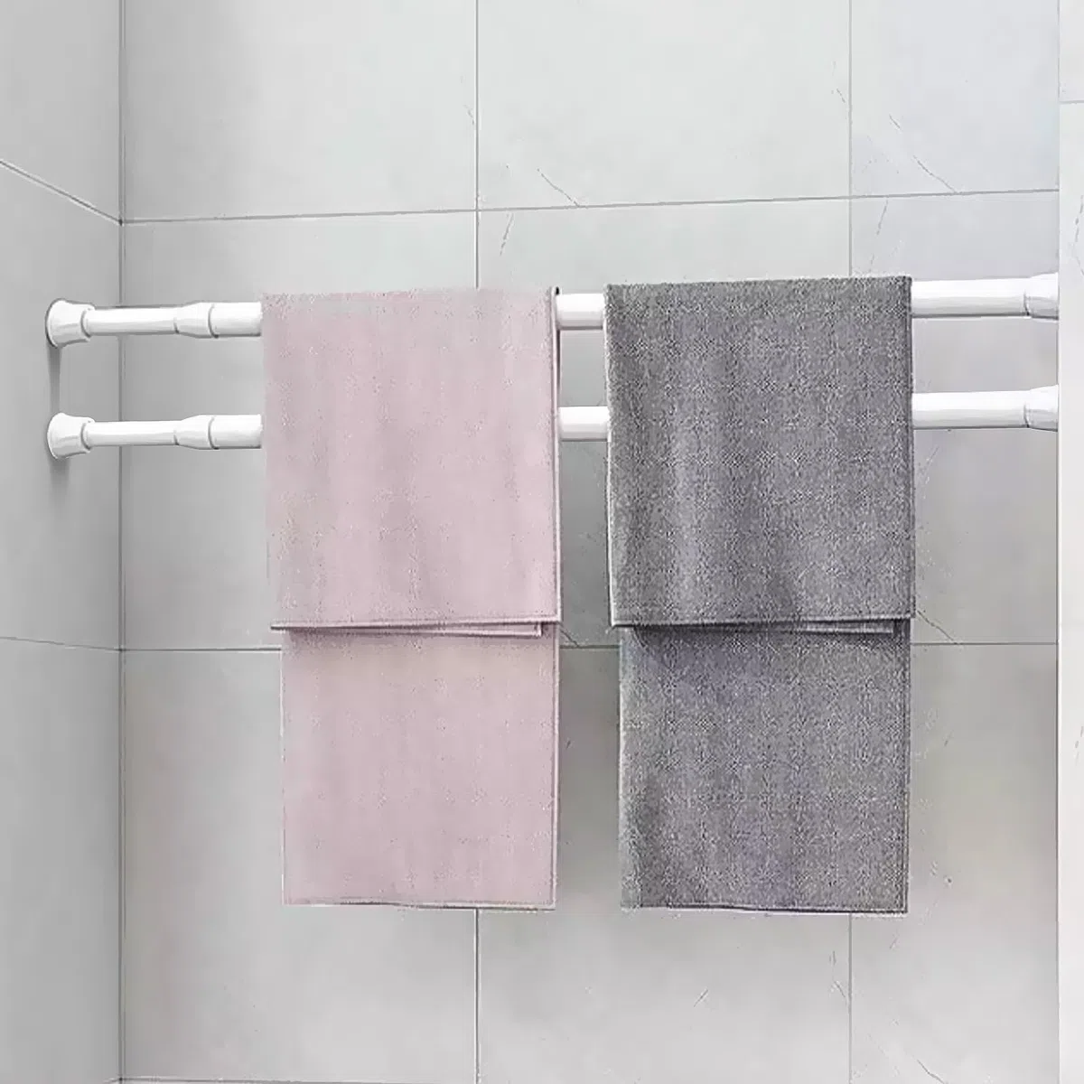 DALAETUS 3 Piezas Ajustables Nevera Tensión Set, Frigorífico Doble Expansión para Mantener Alimentos y Bebidas, Barras Dobles para Refrigerador, Armario, Zapatero (Blanco)