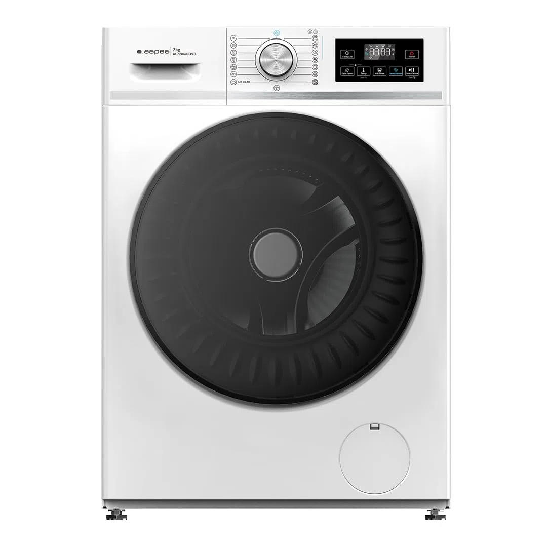 Aspes Lavadora 7 Kg Carga Frontal, Blanco, AL7206AIDVB. 1200W, 1200 rpm, Motor Inverter, 16 Programas, Sistema Eco-Logic, Tambor Acero Inoxidable, Clase de Eficiencia Energética A