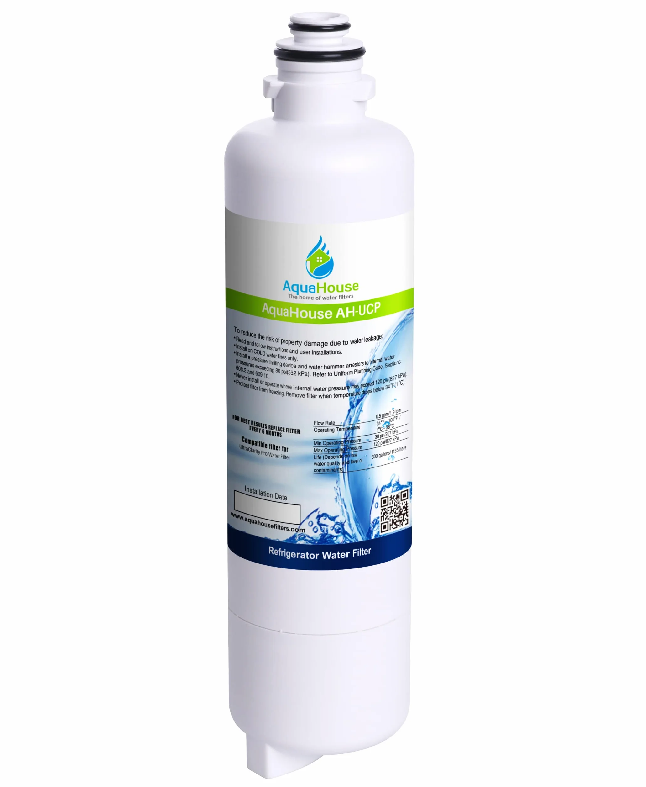 AquaHouse Filtro de agua AH-UCP compatible con Ultra Clarity Pro 11032518, BORPLFTR50, BORPLFTR55 compatible con refrigeradores Bosch Neff Siemens y Gaggenau