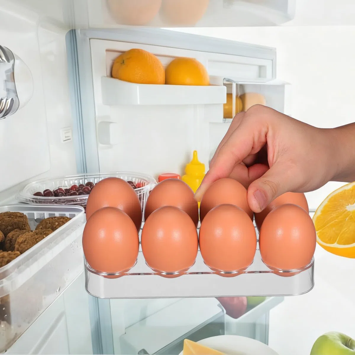 HEMOTON 2 Piezas Hueveras para Frigorifico Porta Soporte Hueveras Nevera de Plastico Soporte Nevera Práctico De Para Refrigerador Bandeja De Para Frigorífico Cajón De Almacenamiento