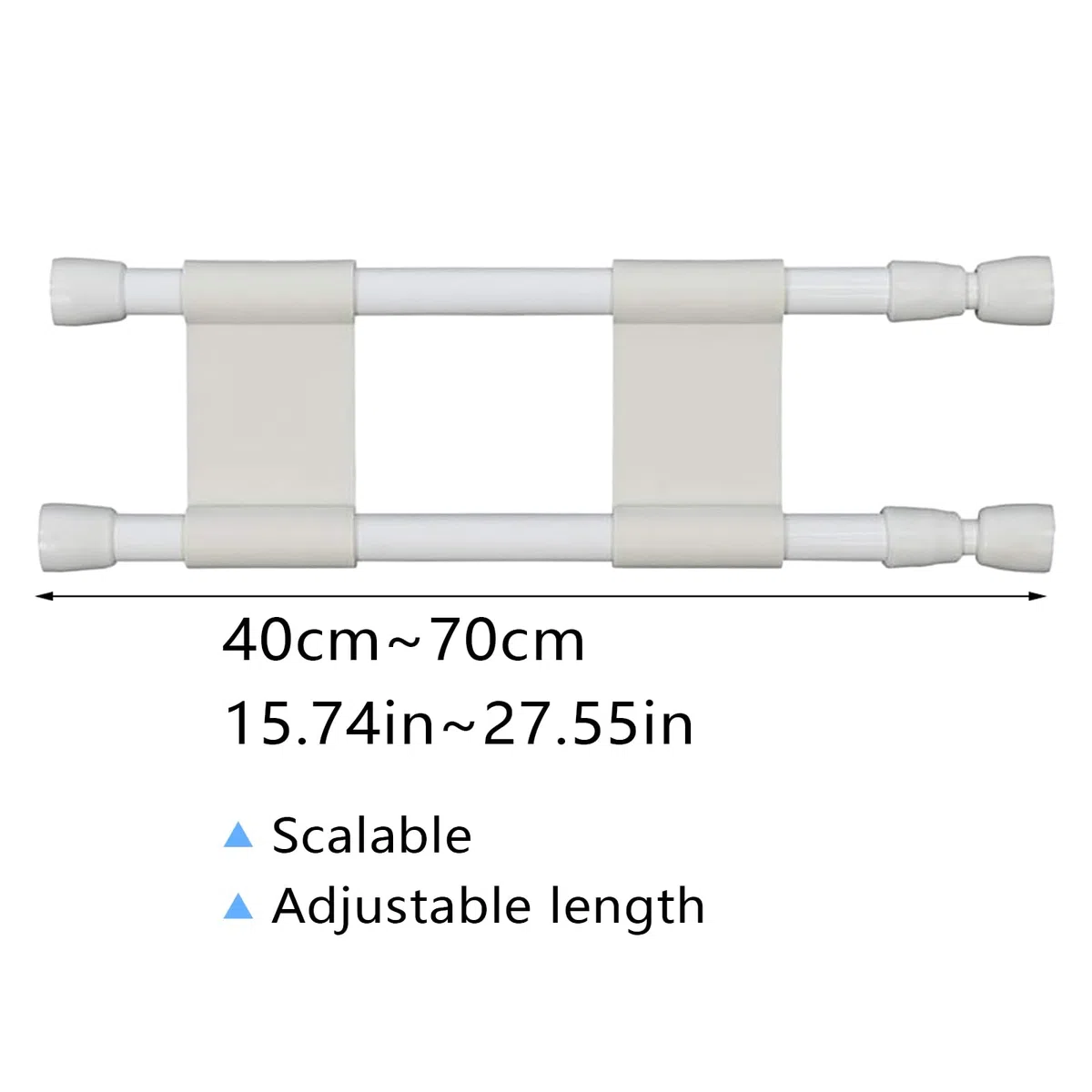 DALAETUS 3 Piezas Ajustables Nevera Tensión Set, Frigorífico Doble Expansión para Mantener Alimentos y Bebidas, Barras Dobles para Refrigerador, Armario, Zapatero (Blanco)