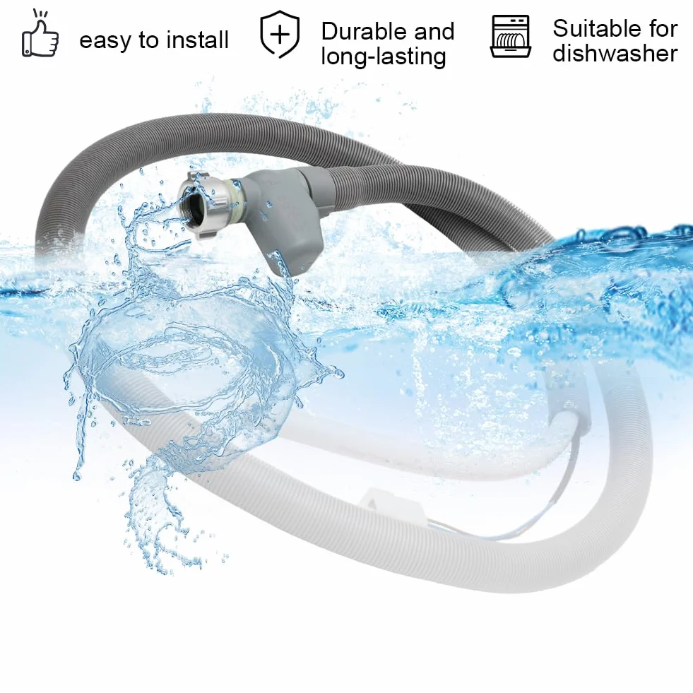 Aquastop Manguera de entrada, 1,85 m, universal, para lavadora, lavavajillas, lavavajillas, manguera de extensión multiusos para tubos de desagüe