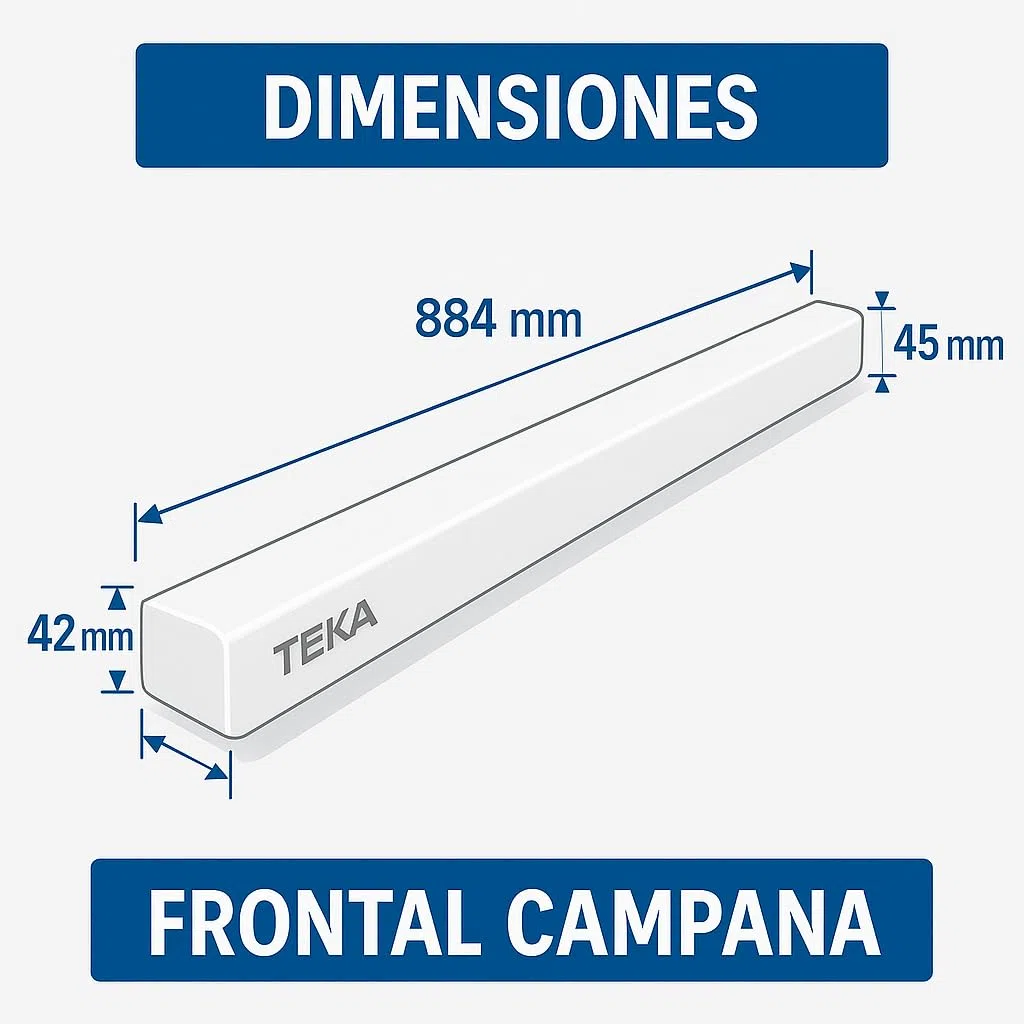 RECAMBIOS DREYMA Frontal Campana Extractora Compatible con Teka CNL 2000 CNL 1000 Blanco 45x600 mm Repuesto Original Sustitución Directa Ref. 61801188 Ajuste Milimétrico Pieza Técnica