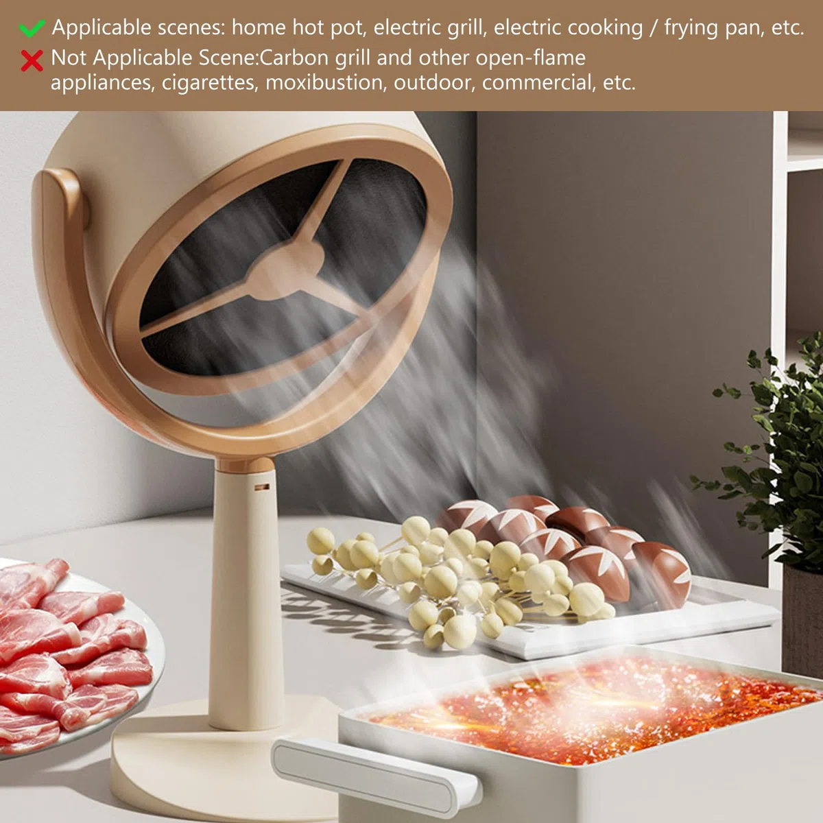 Campana Extractora de Escritorio, 2 Velocidades Mini Campana Extractora Portátil para Cocinar 2401 Mah, Prácticos Accesorios de Cocina para Fondue, Ventilación de Mesa