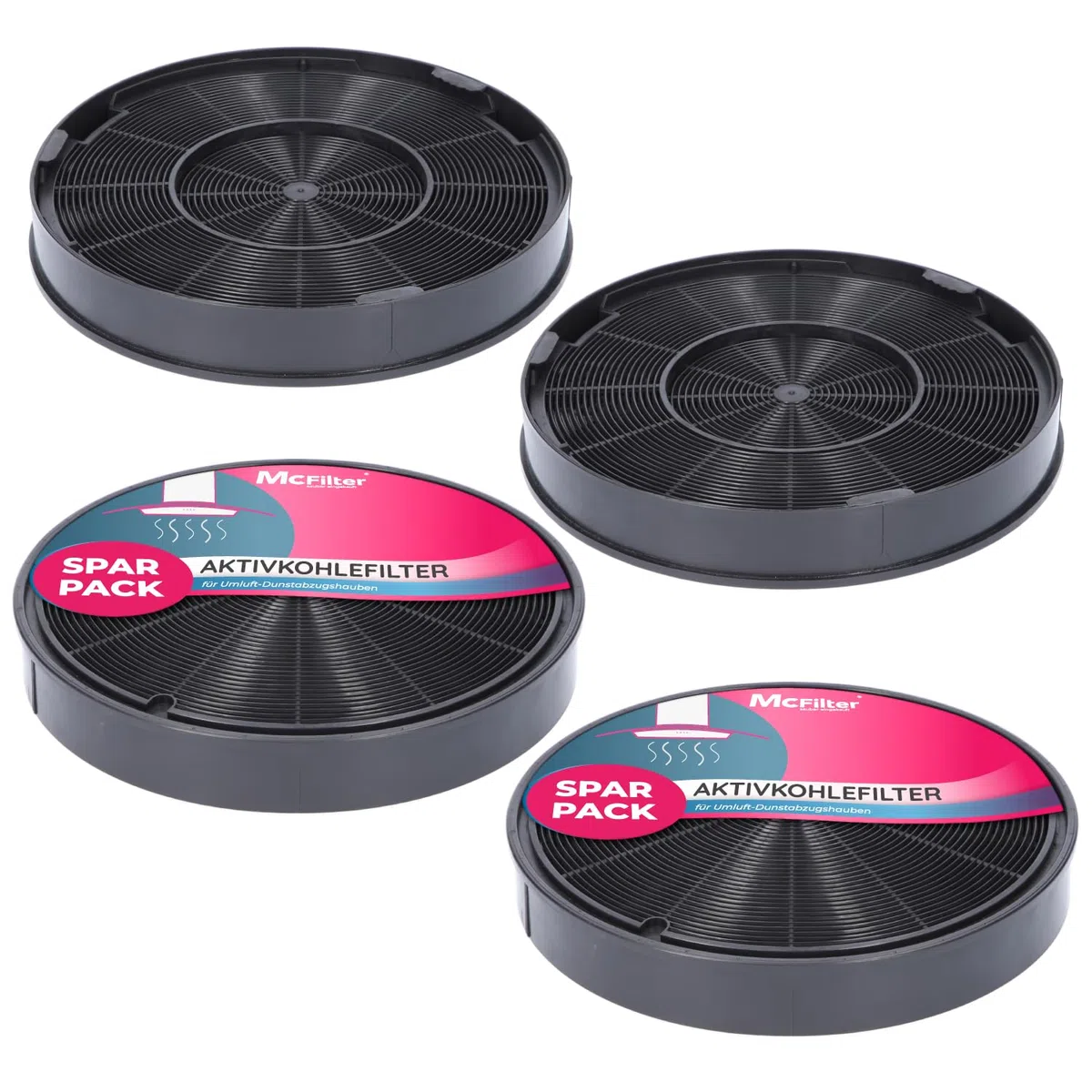 4x Filtro de carbón activado Ø 200 mm, EFF62, Juego de 4 para campanas extractoras adecuada para Franke 112.0016.755, AEG 9029793578, Bosch/Siemens 00748732, Miele 6532971