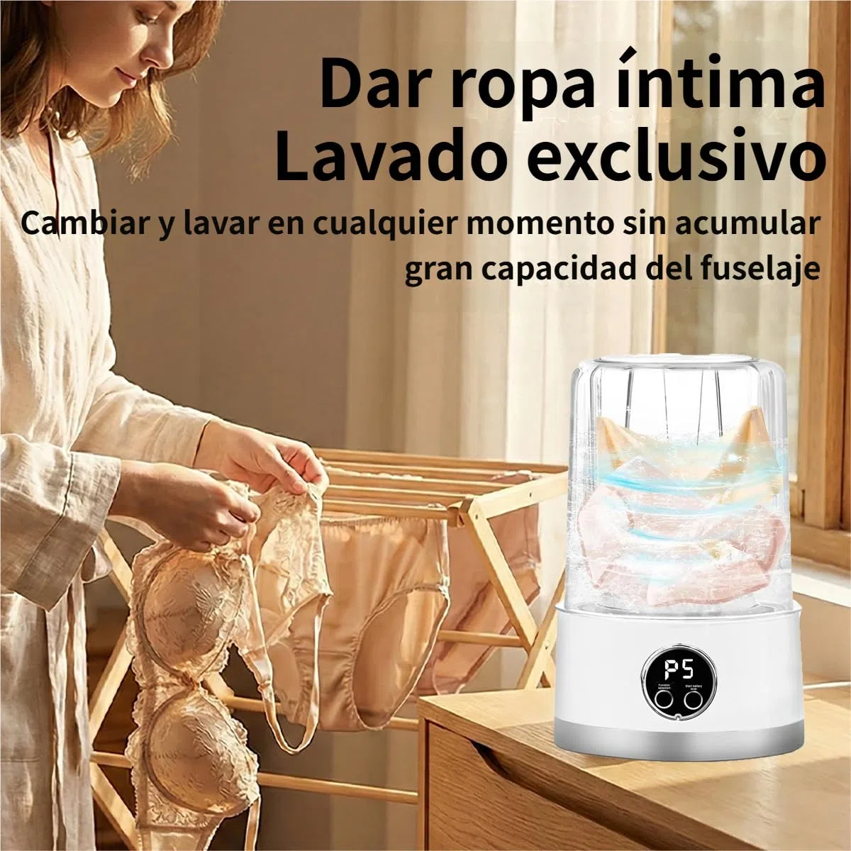 Minilavadora de Trapos, Mini Washer Machine Portátil - Mini Lavadora para Trapos de Cocina y Ropa Interior, Mini Washing Machine con Centrifugado para Limpieza Higiénica (Blanco)