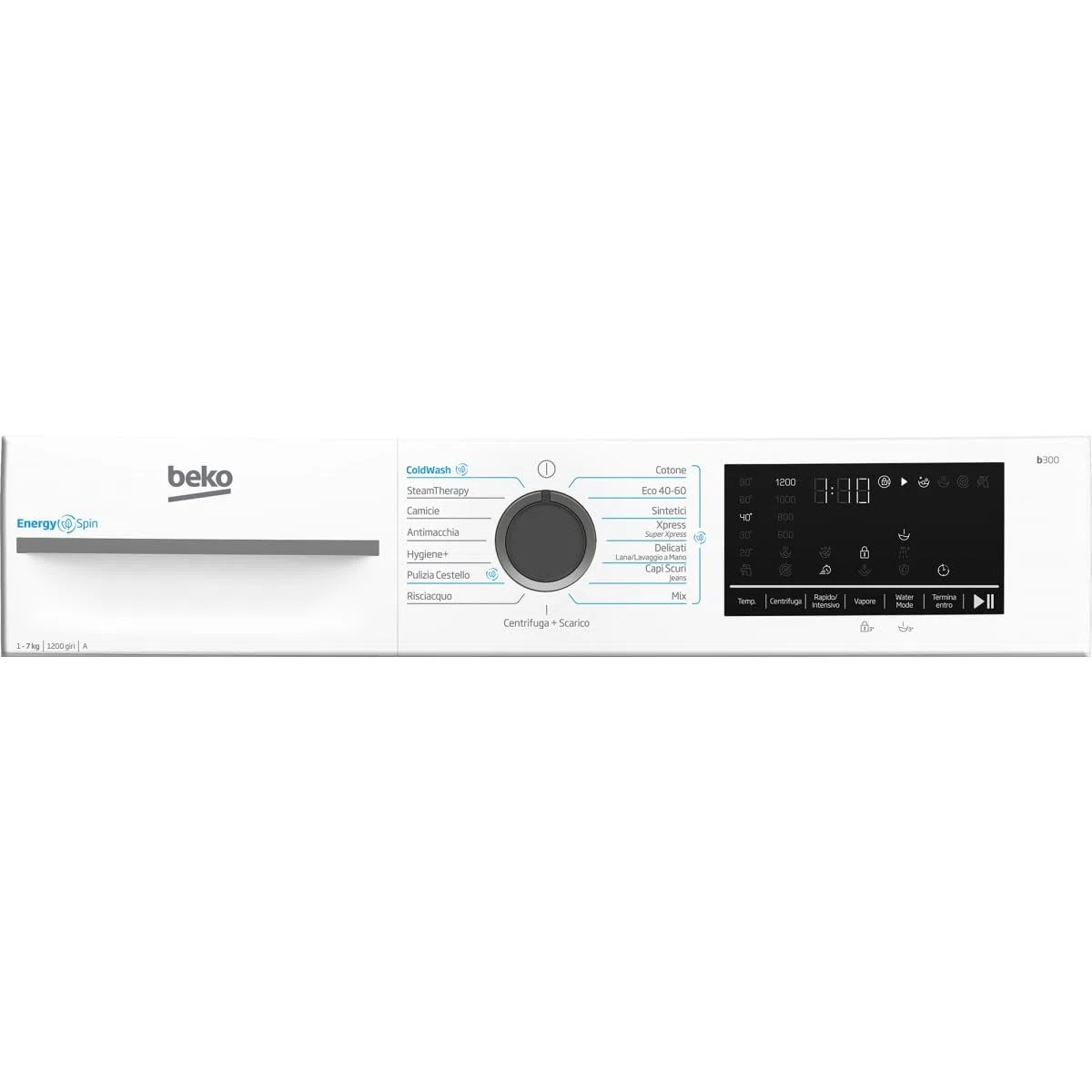 Beko Lavatrice 7kg Energyspin Ainvertervapore 49cm 1200giri Bmwsu4721a
