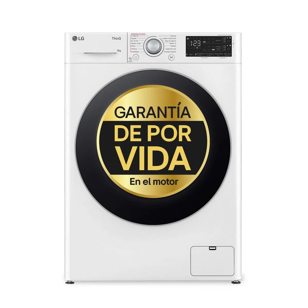 LG F4WR5509A1W - Lavadora Inteligente, 9Kg, 1400rpm, Carga Frontal, AI Direct Drive, TurboWash 360º, Autodosificador, Clasificación A, Serie 500, Blanco