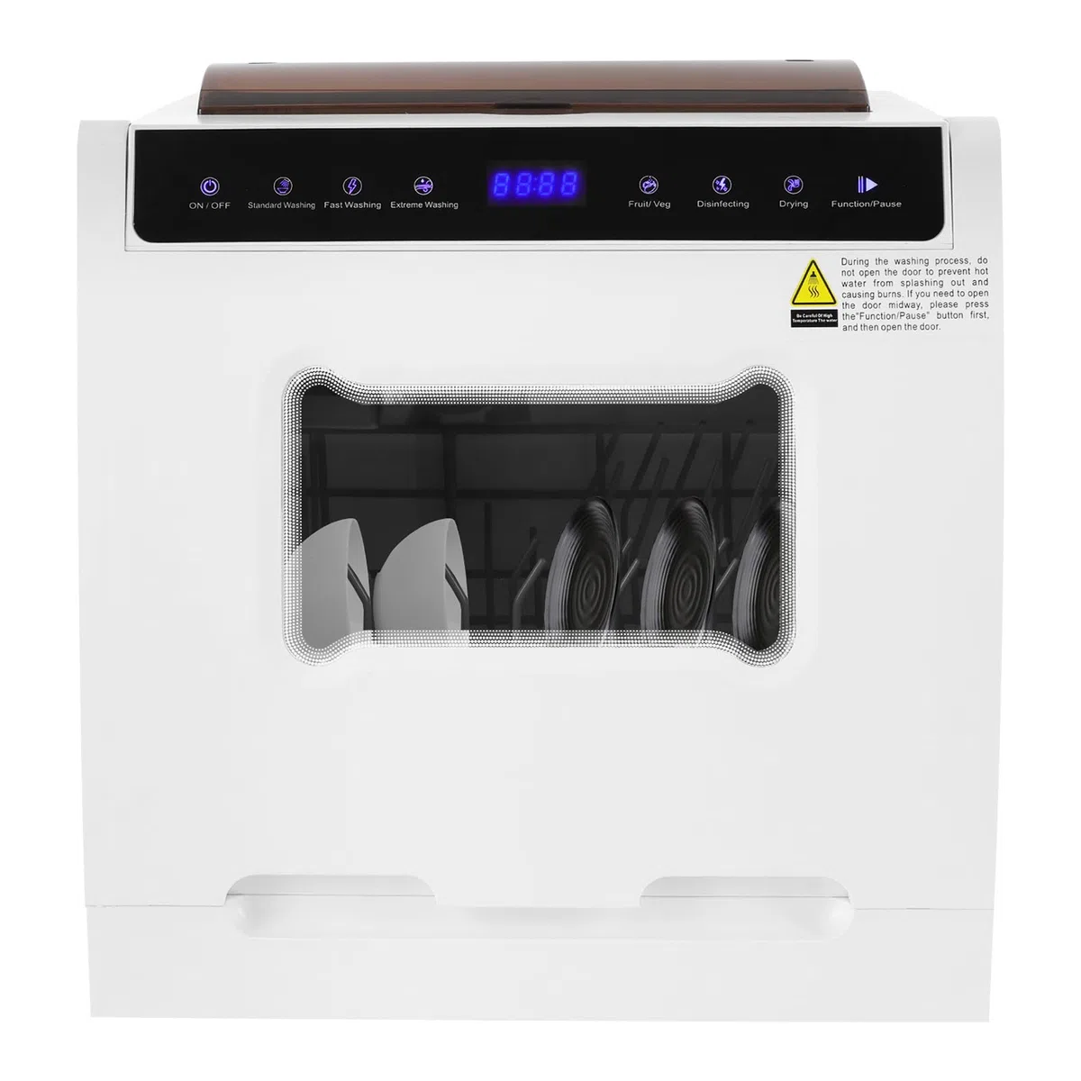 Lavavajillas de 1100 W, 5 programas, secador de aire caliente, 4-6 personas, 72 horas, almacenamiento táctil, ventana, silencioso, 52 dB, para apartamento, autocaravana, barco