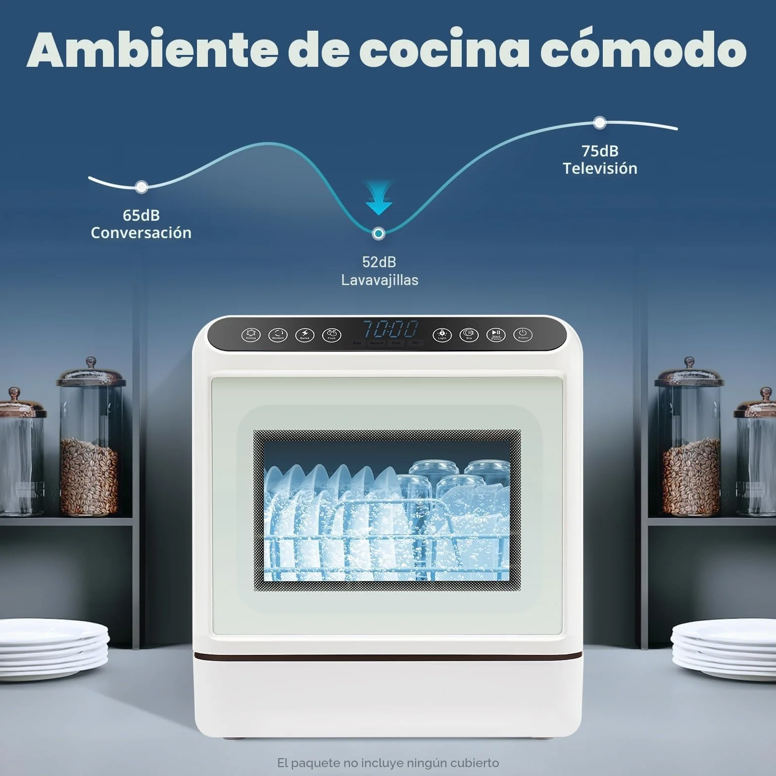 Lavavajillas de encimera, 6L mini lavavajillas, portátil compacto, eléctrico de escritorio, para casas pequeñas, apartamentos, dormitorios, barcos, autocaravanas, etc