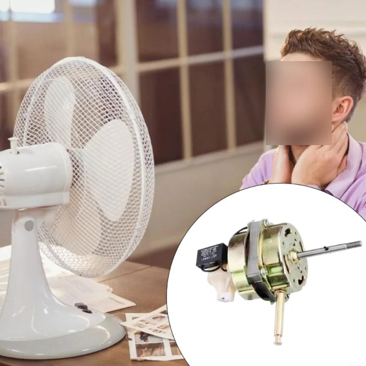 Motor de ventilador para ventiladores de mesa y piso, con 3 niveles de velocidad para ventiladores de suelo de mesa, silencioso y potente, hecho de cobre