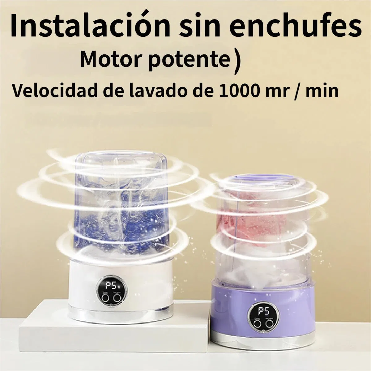Minilavadora de Trapos, Mini Washer Machine Portátil - Mini Lavadora para Trapos de Cocina y Ropa Interior, Mini Washing Machine con Centrifugado para Limpieza Higiénica (Blanco)