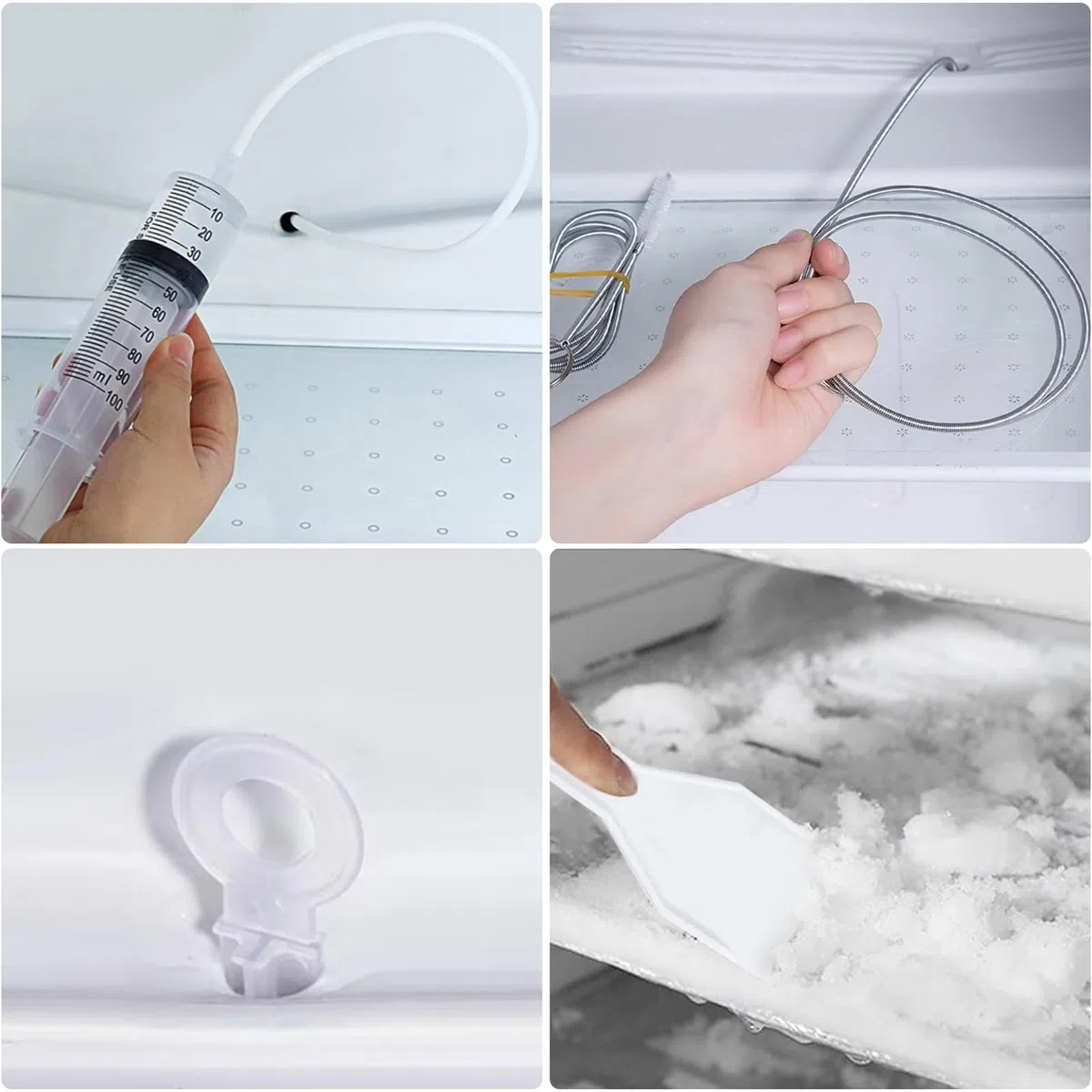 8 Piezas Herramientas de Limpieza de frigoríficos,Cepillo de Limpieza para frigorífico,Kit de Limpieza del Orificio de Drenaje del refrigerador,Reutilizable de Limpieza para frigoríficos