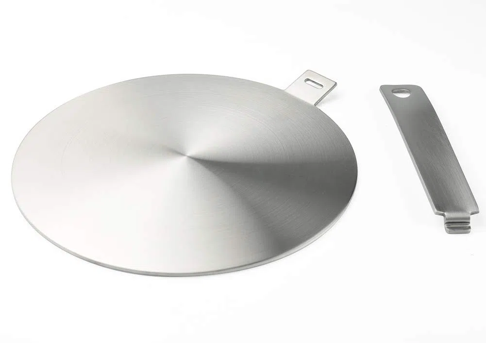 Adaptador de inducción, disco convertidor de placa de cocción de inducción, placa de difusión de calor, con asa y base separables (24 cm)