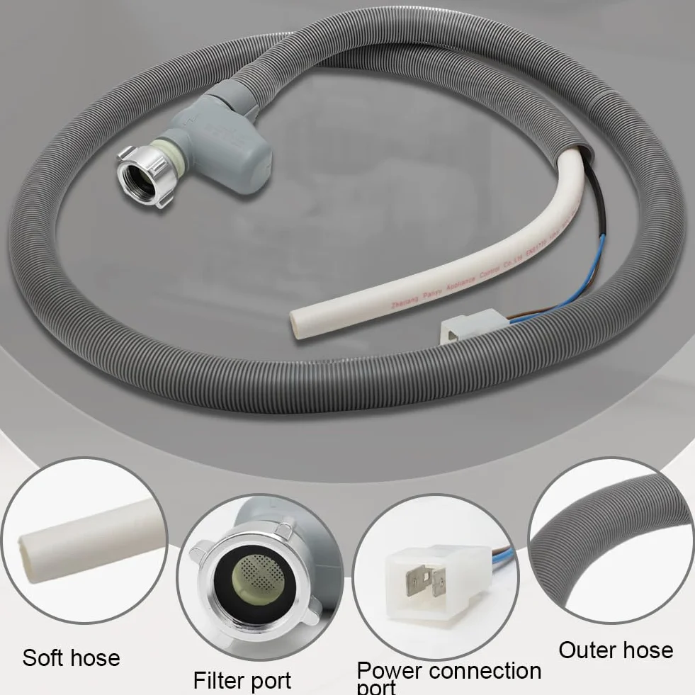 Aquastop Manguera de entrada, 1,85 m, universal, para lavadora, lavavajillas, lavavajillas, manguera de extensión multiusos para tubos de desagüe