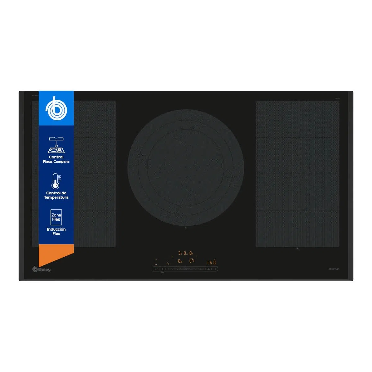 Balay - Placa de Inducción, 90 cm de ancho, Flex Inducción, 3 Zonas, Zona de 32 cm,11 Niveles, Función Sprint, Negro, 3EB999LH