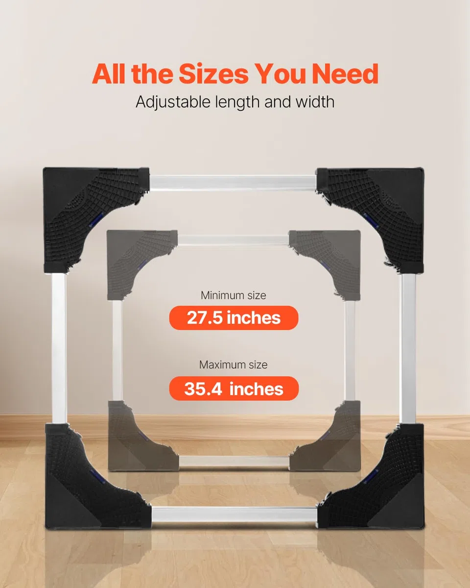 VEVOR Base Móvil para Muebles 910 x 910 x 110 mm con 8 Ruedas Gemelas con Bloqueo y 4 Frenos, Capacidad de Carga de 500 kg, Plataforma Rodante Ajustable de 698,5-899,16 mm para Lavadora, Frigorífico