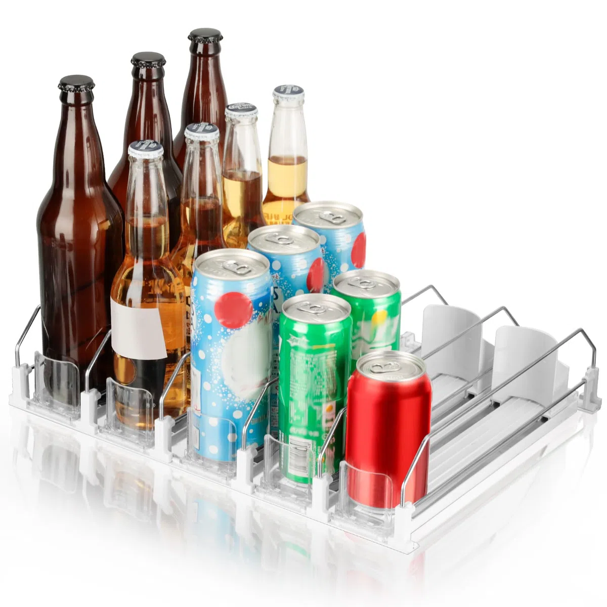 VINATO Organizador Nevera Dispensador de Latas para Frigorifico Organizador Latas Nevera Dispensador Cerveza 5 Filas Automático Ajustable