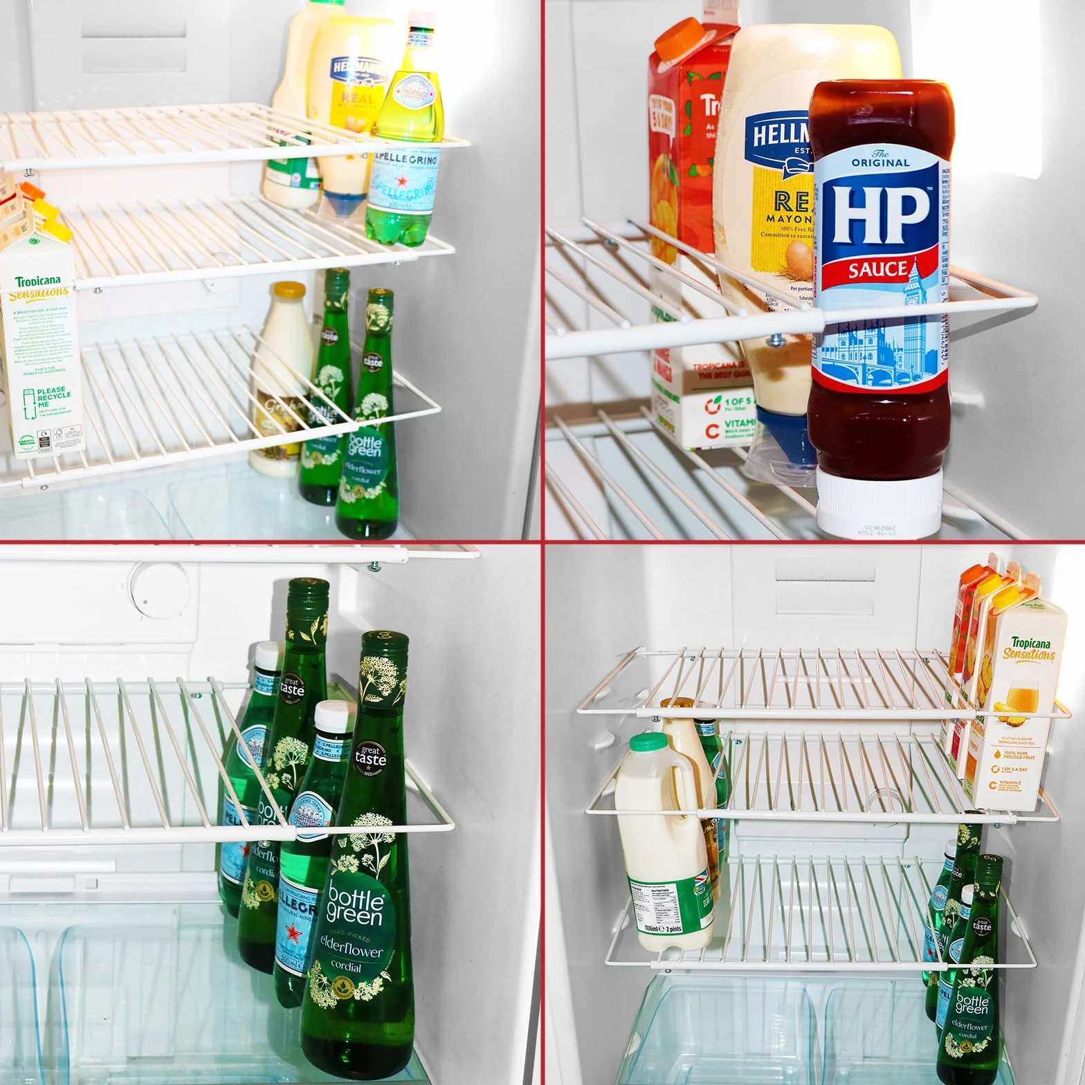 SPARES2GO Universales Ajustables Extensibles Refrigerador Congelador Estantes (Paquete de 2, Recubiertos de Plástico Blanco)