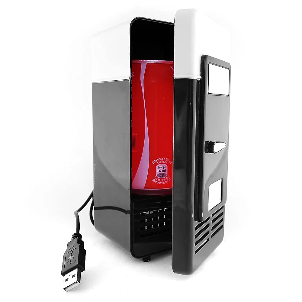 REY Mini Nevera USB Refrigerador Calentador Pequeño Frigorífico para Lata Color Negro
