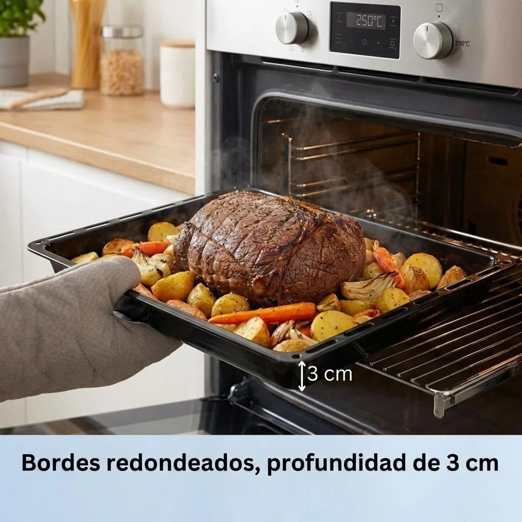 ICQN Bandeja Esmaltada para Horno 46x37x3 cm, Compatible con TEKA y Bosch