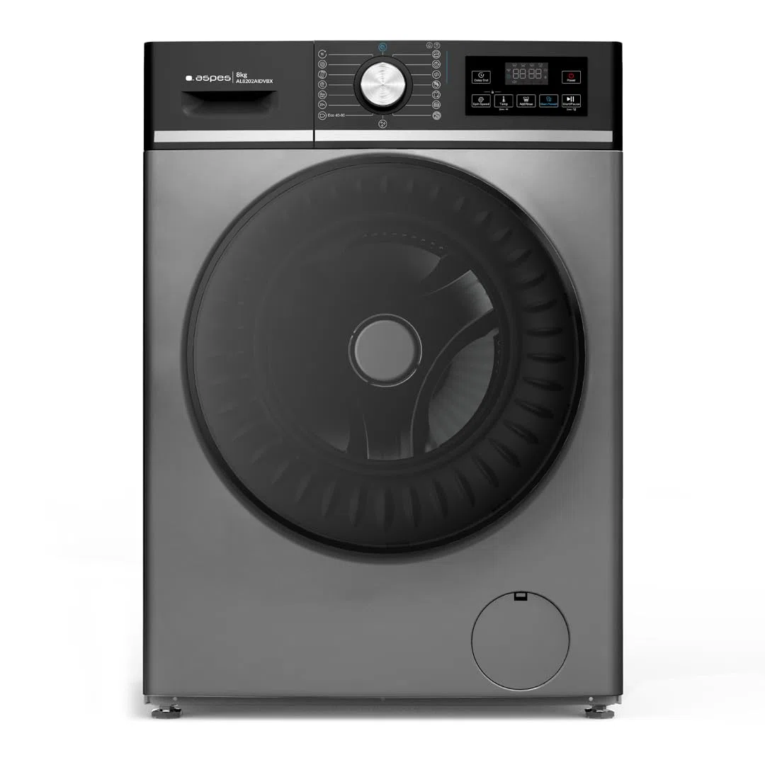 Aspes Lavadora 8 Kg Carga Frontal, Blanco, AL8202AIDVBX. 1200 rpm, Motor Inverter, 15 Programas, Eco-Logic System, Tambor Waterdrop, Clase de Eficiencia Energética A