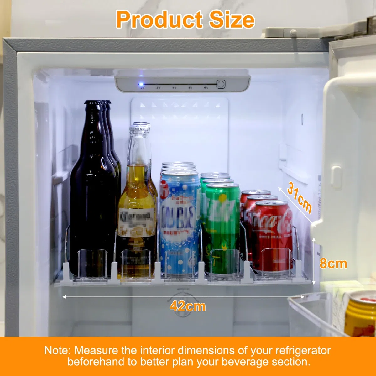 VINATO Organizador Nevera Dispensador de Latas para Frigorifico Organizador Latas Nevera Dispensador Cerveza 5 Filas Automático Ajustable
