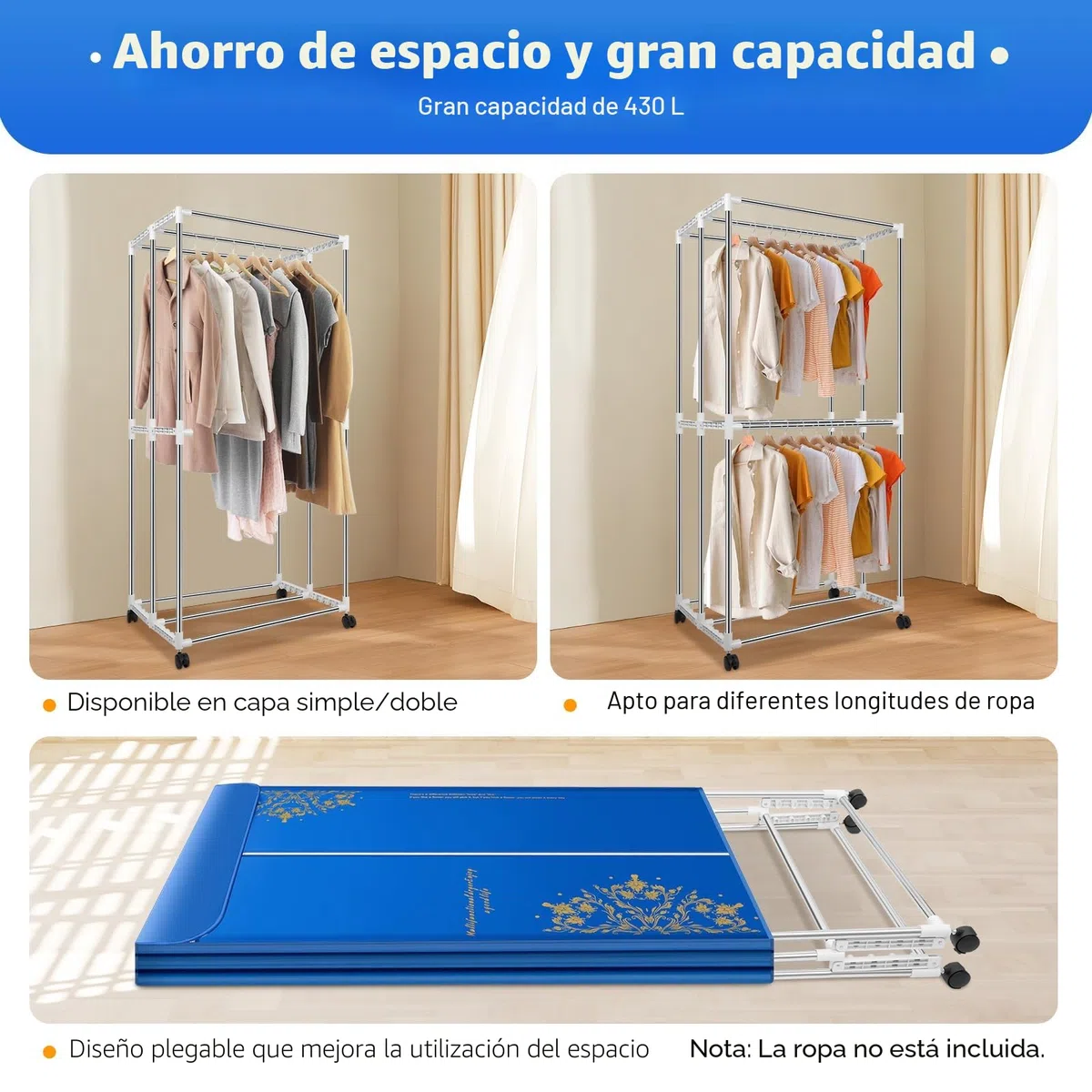 Secadora eléctrica, 1500 W, portátil, con mando a distancia, 30 kg, armario de secado doble, ahorro de energía, gran capacidad, plegable