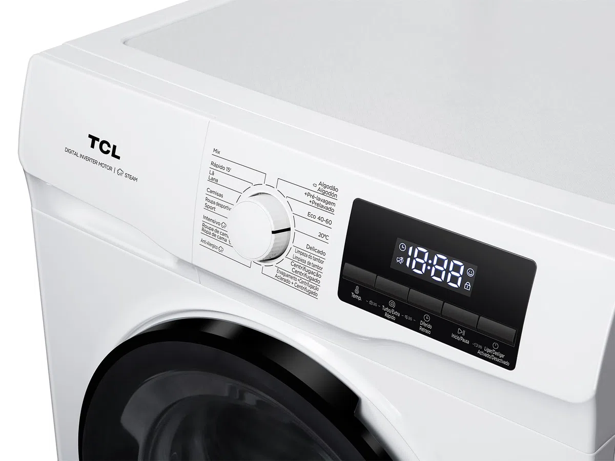 6 kg Lavadora de carga frontal Clase A de 1000 rpm con diseño ultra delgado de 455 mm, motor Inverter BLDC, lavado rápido de 15 min y vapor antibacterias
