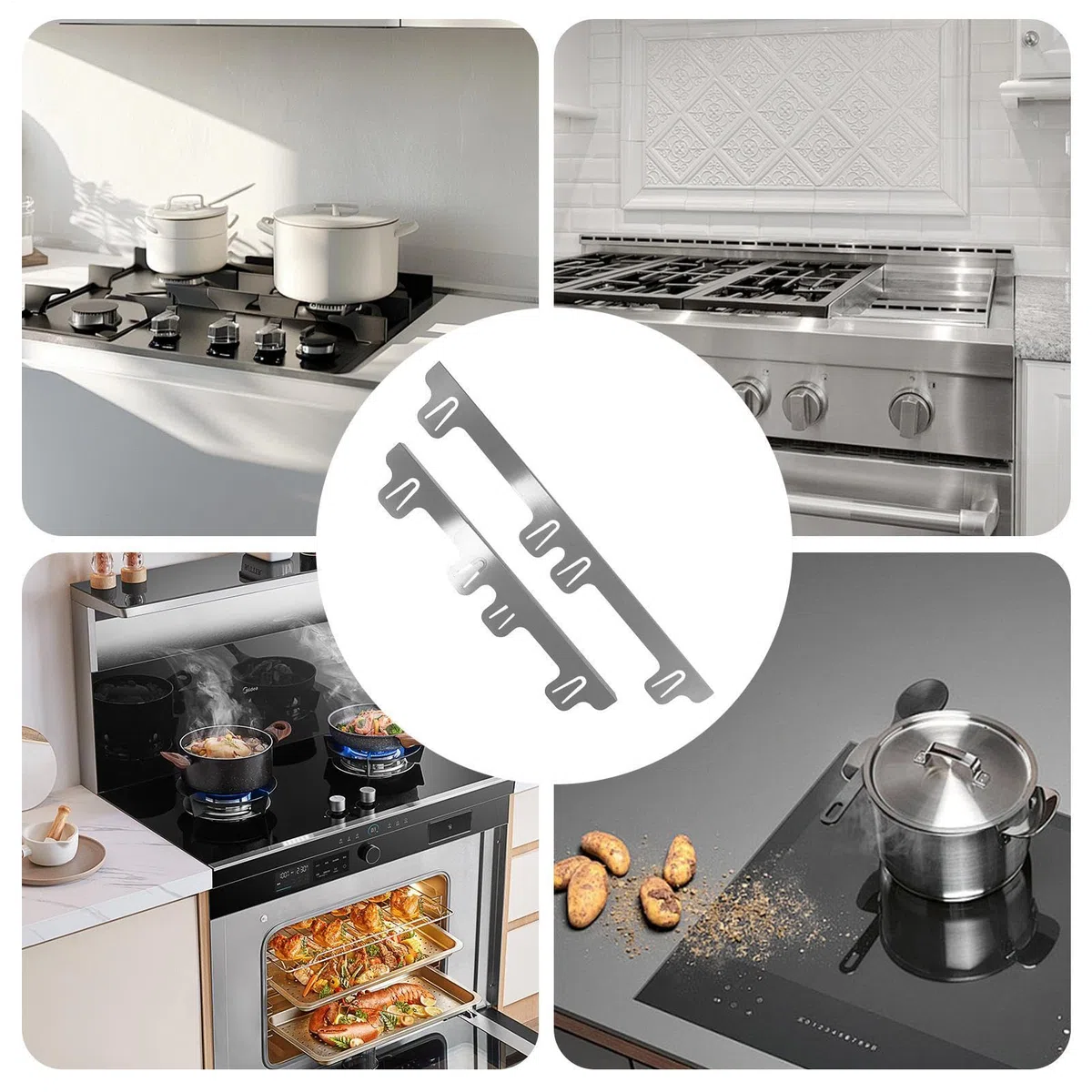 Juego de 2 juntas de sellado para el horno, juego de costuras laterales para el horno, protección para la brecha entre la estufa y la encimera del horno, fácil de limpiar, resistente al calor