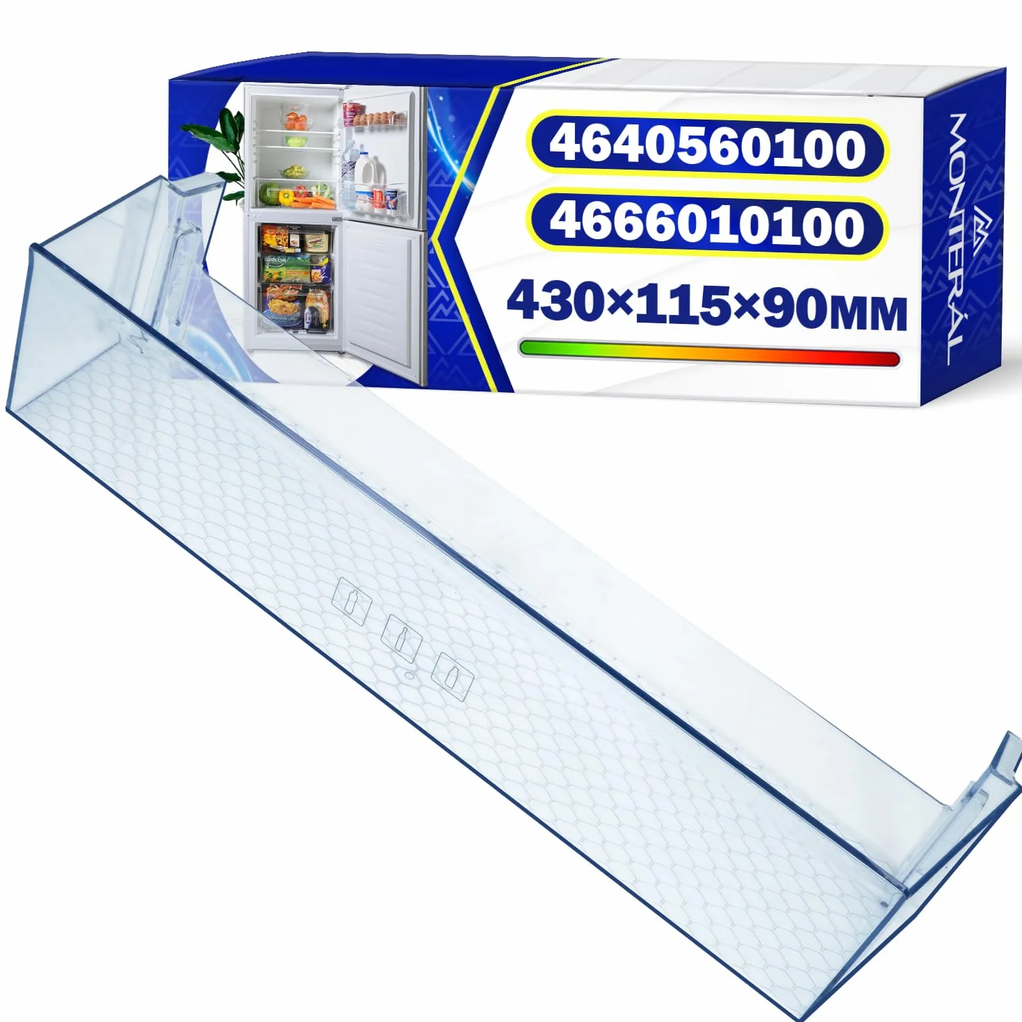 Estante Puerta Frigorifico 430x115x90 mm con Código Original 4640560100 4666010100 para Beko - Garantía de 10 Años - MONTERAL