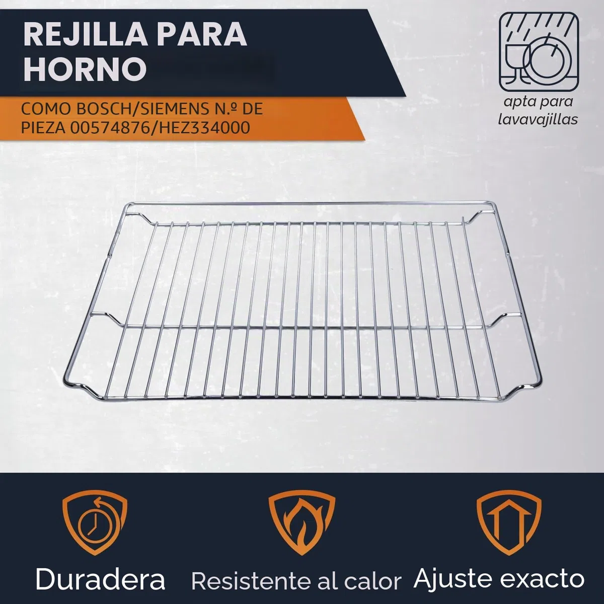 Kenekos - Rejilla para horno, 465 x 375 x 21 mm, compatible con Bosch Siemens como 00574876/574876 HEZ334000, resistente al calor, apto para lavavajillas, parrilla para tartas, parrilla para horno