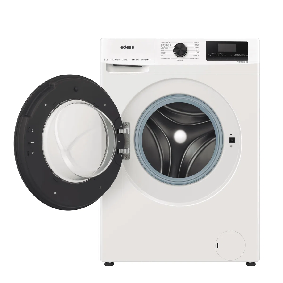 Edesa Lavadora Libre Instalación EWF-8402 WH Capacidad 8 KG Carga Frontal,16 Programas Especiales, Gran Velocidad 1400 r.p.m, Bloqueo Seguridad, Pantalla LED, Color Blanco