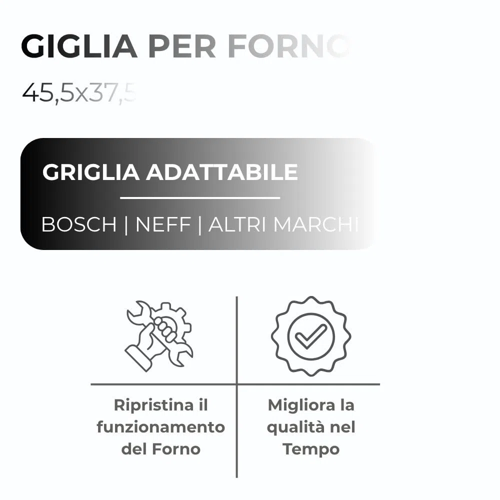 Parrilla para horno compatible con Bosch, Neff Z11CR10X0, dimensiones: 455 x 375 (mm), revestimiento antiadherente, apta para cocinar a altas temperaturas, 45,5 x 37,5 cm