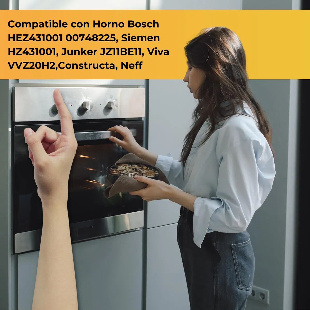 CHEFZOCO Bandeja para horno, Fuente para horno, Bandeja esmaltada, Compatible con Bosch HEZ431001 00748225, Siemen HZ431001, Junker JZ11BE11, Viva VVZ20H2, HC490, S2K, 370 mm profundo x 442 mm ancho
