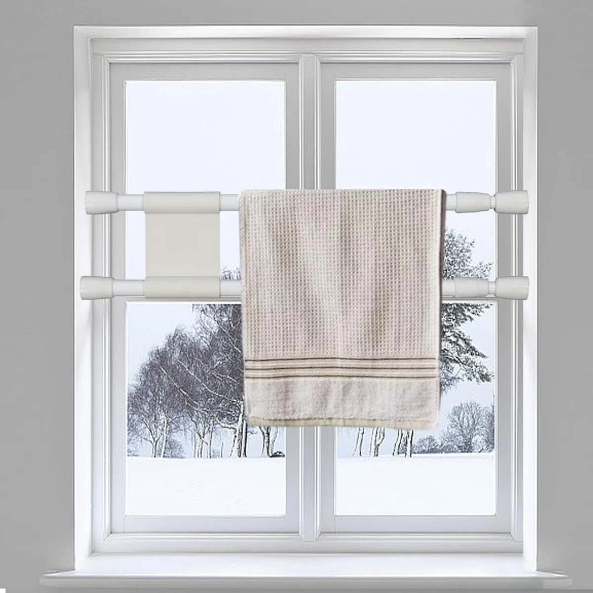 DALAETUS 3 Piezas Ajustables Nevera Tensión Set, Frigorífico Doble Expansión para Mantener Alimentos y Bebidas, Barras Dobles para Refrigerador, Armario, Zapatero (Blanco)