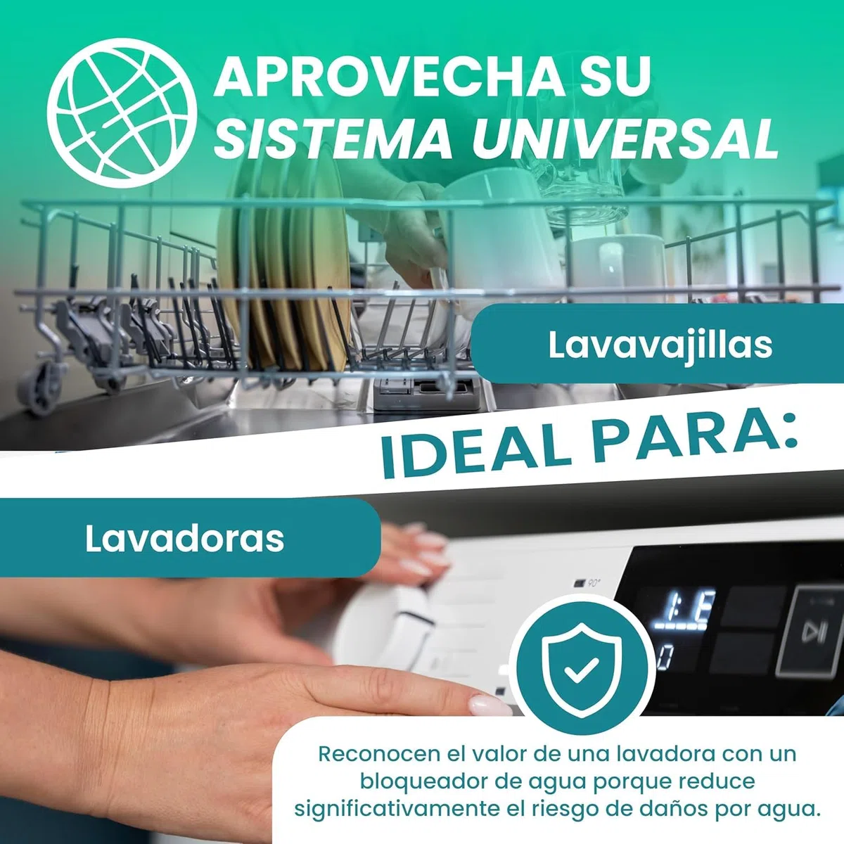 Manguera Aquastop 3M | Compatible con todas las Marcas de Lavadora y Lavavajillas | Conexión de 3/4" | Sistema Antifugas | Seguridad Contra Inundaciones | Certificación VDE