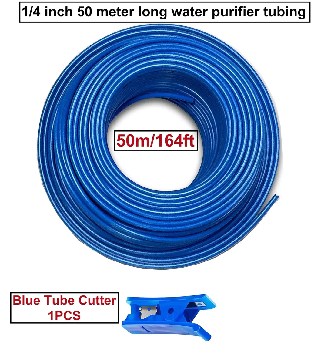 HUAZIZ Manguera de entrada para frigorífico, 50 m, para frigorífico, filtro de agua, acuario, tubo de entrada de agua de 1/4" (6,35 mm), color azul