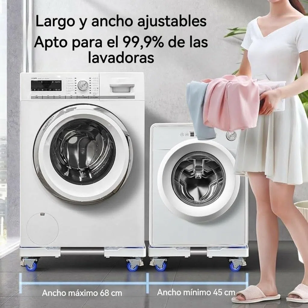 Base Lavadora EXTRA FUERTE, Base para Lavadora con 8 Patas Regulables, Soporte para Electrodomésticos Pesados, Carga 450 kg [Clase de eficiencia energética A+++]
