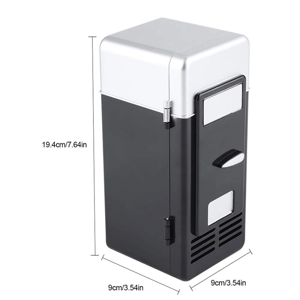 REY Mini Nevera USB Refrigerador Calentador Pequeño Frigorífico para Lata Color Negro