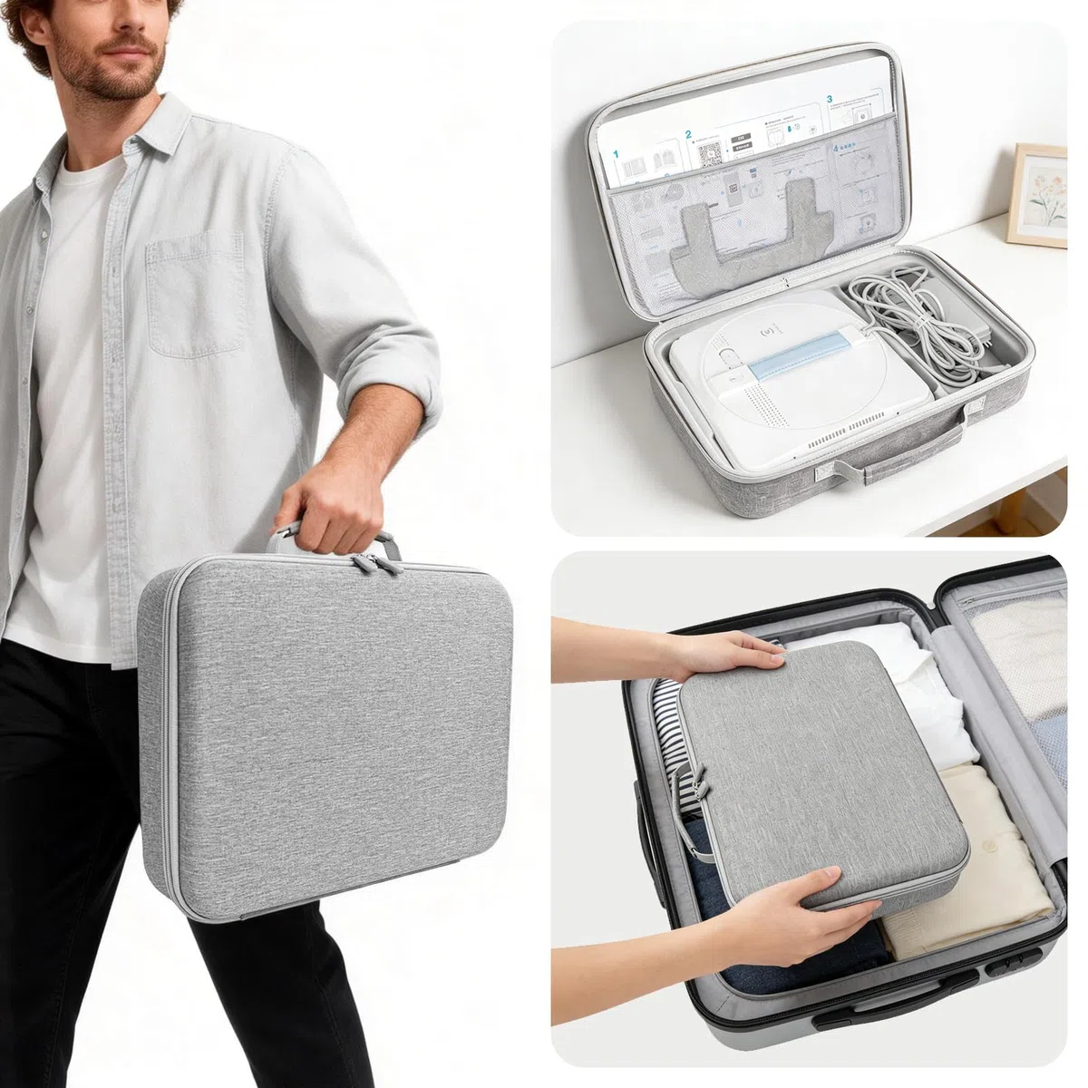 Bolsa de Almacenamiento compatible con Ecovacs Mini Robot Limpiacristales, Estuche Específico para Robots Limpiacristales (37x26x8 cm), con Cremalleras Dobles y Asas