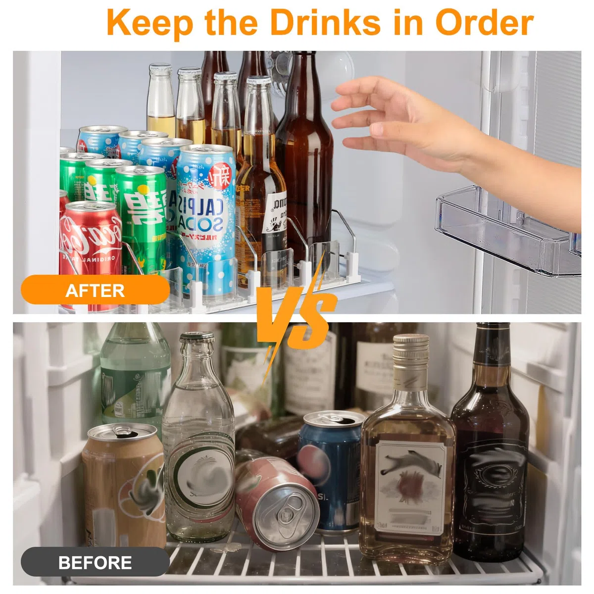 VINATO Organizador Nevera Dispensador de Latas para Frigorifico Organizador Latas Nevera Dispensador Cerveza 5 Filas Automático Ajustable