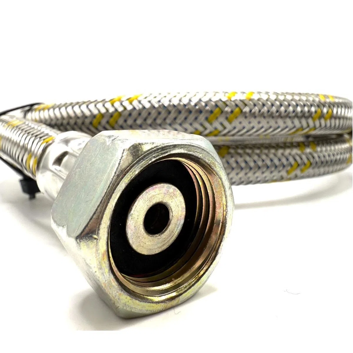 Manguera de gas flexible reforzada de acero inoxidable de 1,0 m – 21,8 mm LH conectores bidireccionales – Tubo de GLP/propano para caravana, autocaravana, barbacoa y catering
