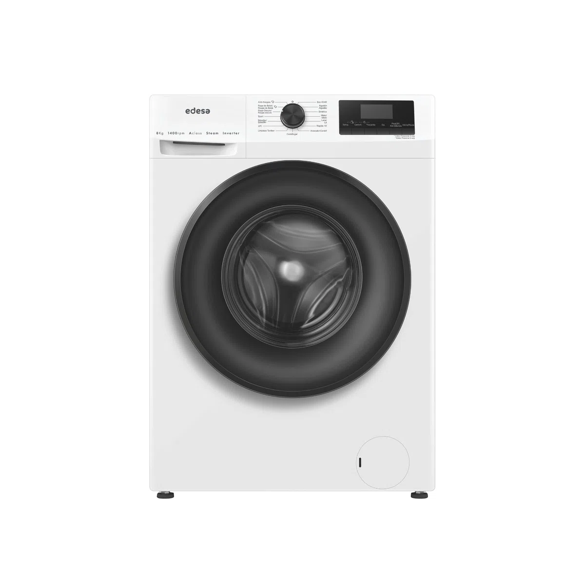 Edesa Lavadora Libre Instalación EWF-8402 WH Capacidad 8 KG Carga Frontal,16 Programas Especiales, Gran Velocidad 1400 r.p.m, Bloqueo Seguridad, Pantalla LED, Color Blanco