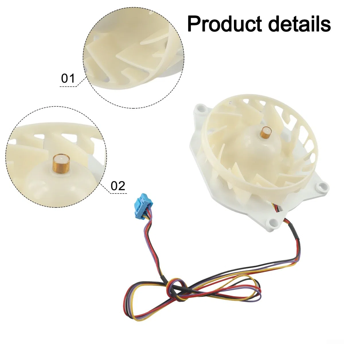 1 paquete de motor de ventilador evaporador de refrigerador de 12 V para EAU64824806 reemplaza la unidad vieja ruidosa restaura la eficiencia de enfriamiento plástico blanco 16 x 16 x 7
