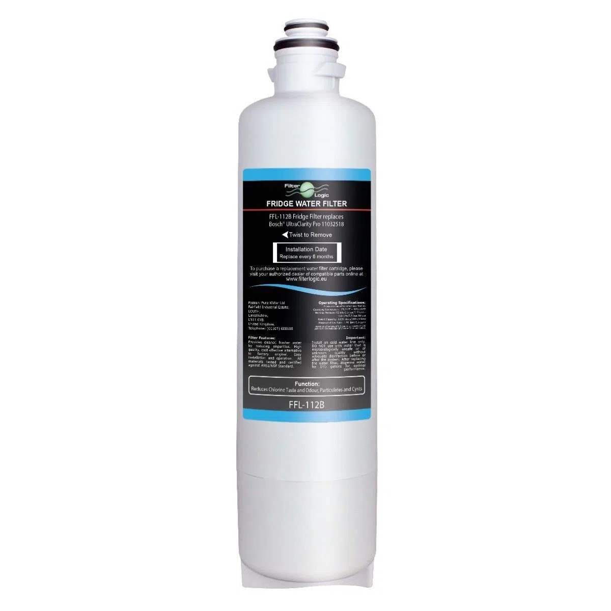 FilterLogic FFL-112B | 1x Filtro de agua compatible con SIEMENS BOSCH NEFF BALAY UltraClarity Pro 11032518 KS50ZUCP cartucho de filtro para frigorífico americano - Ultra Clarity PRO Water Filter frigo