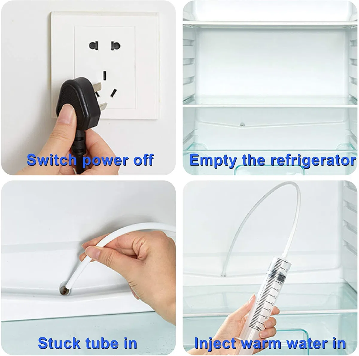 8 Piezas Herramientas de Limpieza de frigoríficos,Cepillo de Limpieza para frigorífico,Kit de Limpieza del Orificio de Drenaje del refrigerador,Reutilizable de Limpieza para frigoríficos