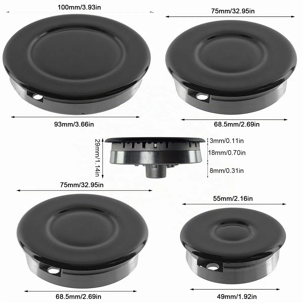Quemador de gas Corona y tapa de llama para horno, placa de cocina, juego de 8 quemadores + lona para cocinar, hornillo de gas, corona de fuego, tapa de llama, kit