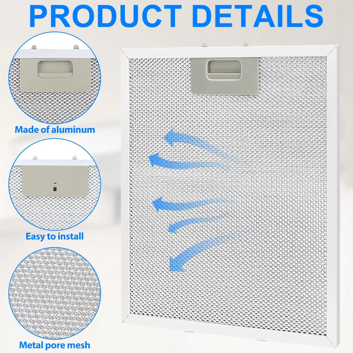 2 Piezas 340 x 280mm Filtro Campana Cxtractora AEG Blanco Alta Capacidad de Almacenamiento de Aceite Resistente a Altas Temperaturas - Repuesto de 5 Capas