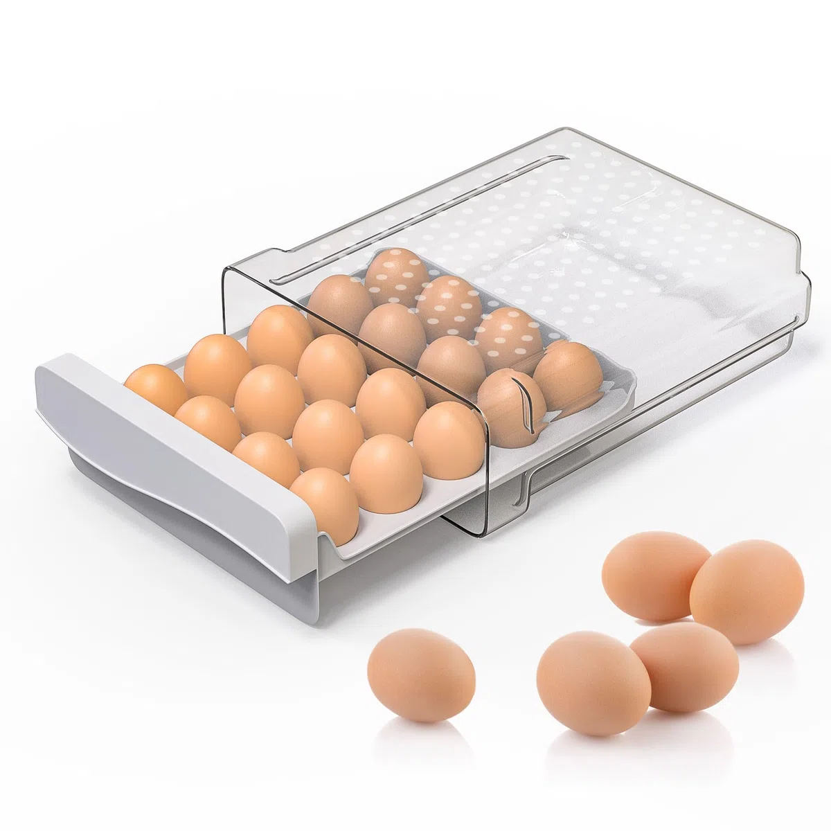 Deecam Hueveras para Frigorifico 20 Huevos, huevera neveras,Hueveras de Plastico, Tipo Cajón Porta Huevos, Caja Almacenamiento Huevos Utilizado en Cocinas, Refrigeradores y Panadería